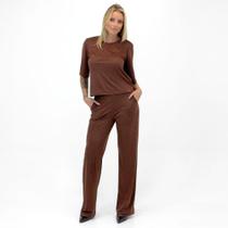 Conjunto Bana Bana em Suede com Blusa e Calça Feminino