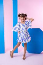 Conjunto Banana Club Alissa Azul e Verde - Blusinha e Saia Balonê Conjunto Banana Club Alissa Azul e Verde - Blusinha e Saia Balonê