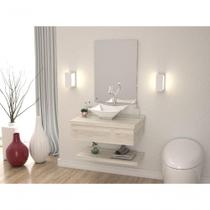 Conjunto Bancada C-cuba L30, Prateleira E Espelheira Metrópole 606 Preto ônix Snow