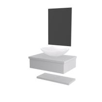 Conjunto Bancada C-cuba L42, Prateleira E Espelheira Metrópole 606 Perffect Acetinado Branco Chess