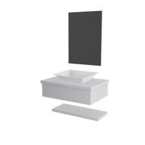 Conjunto Bancada C-cuba Messina, Prateleira E Espelheira Metrópole 606 Perffect Acetinado Branco Chess Conjunto Bancada C-cuba Messina, Prateleira E Espelheira Metrópole 606 Perffect Acetinado Branco Chess