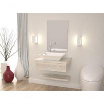 Conjunto Bancada C-cuba Messina, Prateleira E Espelheira Metrópole 606 Preto ônix Snow