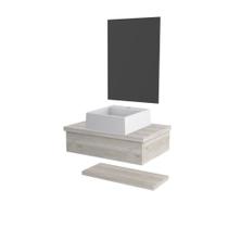 Conjunto Bancada C-cuba Q355, Prateleira E Espelheira Metrópole 606 Preto ônix Snow Conjunto Bancada C-cuba Q355, Prateleira E Espelheira Metrópole 606 Preto ônix Snow