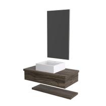 Conjunto Bancada C-cuba Q39, Prateleira E Espelheira Metrópole 806 Carvalho Carvalho Dark
