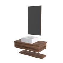 Conjunto Bancada C-cuba Q39, Prateleira E Espelheira Metrópole 806 Carvalho Dark Nogal