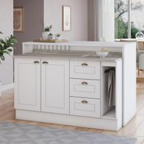 Conjunto Bancada Gourmet 5 Peças 2 Portas Americana Henn Branco