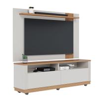 Conjunto Bancada Matéo + Painel Lima para TVs até 70 Polegadas Off White Matte/ Freijó - Colibri Móveis