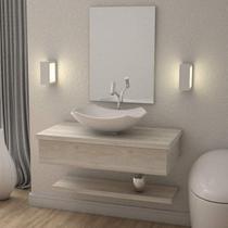 Conjunto Bancada para Banheiro com Cuba Abaulada L42 e Prateleira Metrópole 805W