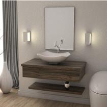 Conjunto Bancada para Banheiro com Cuba Abaulada L42 e Prateleira Metrópole 805W