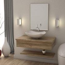 Conjunto Bancada para Banheiro com Cuba Abaulada L42 e Prateleira Metrópole 805W