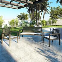 Conjunto Banco 3 Lugares e Poltronas com Almofadas Madeira Maciça Yescasa Conjunto Banco 3 Lugares e Poltronas com Almofadas Madeira Maciça Yescasa