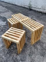 Conjunto Banco Ripado de Madeira Maciça Conjunto Banco Ripado de Madeira Maciça