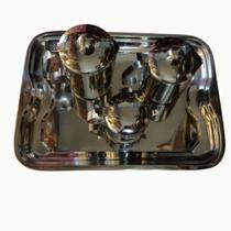 Conjunto bandeja de chá ou café em inox 4 peças - Plaza Hercules - 7891060950366