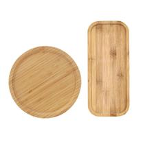 Conjunto Bandeja para Servir Bambu Eco Prime Redonda e Retangular 2 Peças - Tuut