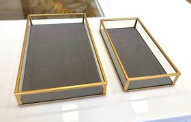 Conjunto Bandejas Decor Metal Dourado (2 Peças)