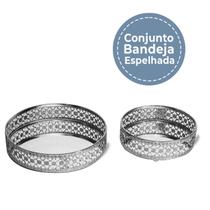 Conjunto Bandejas Redonda Borda Detalhada Cor Prata Conjunto Bandejas Redonda Borda Detalhada Cor Prata