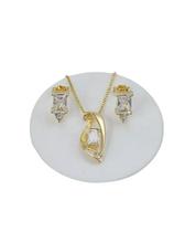 Conjunto Banhado a Ouro Liso Com Pedras Bijou Art