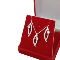 Conjunto Banhado a Prata Liso Com Pedras Bijou Art