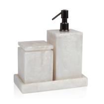 Conjunto Banheiro 3 Pçs Resina Madrepérola Fosco