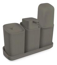 Conjunto Banheiro 3 Peças Dispenser Sabonete Porta Escova E Algodão Kit Lavabo resistente premium Conjunto Banheiro 3 Peças Dispenser Sabonete Porta Escova E Algodão Kit Lavabo resistente premium