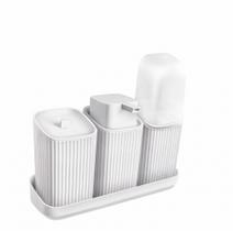 Conjunto Banheiro 3 Peças Dispenser Sabonete Porta Escova E Algodão Kit Lavabo resistente premium Conjunto Banheiro 3 Peças Dispenser Sabonete Porta Escova E Algodão Kit Lavabo resistente premium
