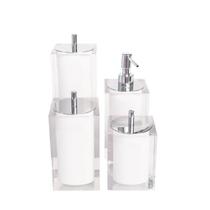 Conjunto Banheiro 4 Pçs Resina Cristal Branco - Cromado