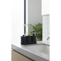 Conjunto Banheiro 4 Peças Preto Elegante Bambu e PP Conjunto Banheiro 4 Peças Preto Elegante Bambu e PP