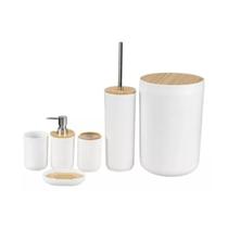 Conjunto Banheiro 71228300 Bambu 6pç Branco Plasvale