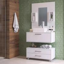 Conjunto Banheiro 80cm Completo Gaveteiro Branco - Bento Móveis