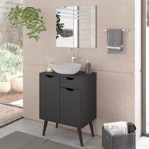 Conjunto Banheiro Balcão Gabinete e Espelheira PT - Tecno Conjunto Banheiro Balcão Gabinete e Espelheira PT - Tecno