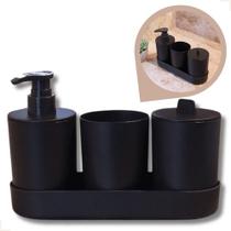 Conjunto Banheiro Bambu E Pp Sabonete Organizador Bandeja