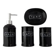 Conjunto Banheiro Ceramica Saboneteira Porta Escova de Dente 4 Peças