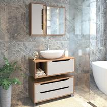 Conjunto Banheiro Com 2 Balcões e Espelheira AME/BR - Tecno