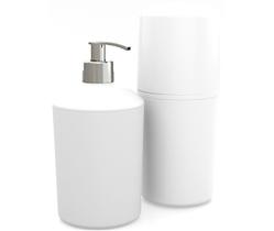 Conjunto Banheiro Dispenser Sabonete Líquido Porta Escova De Dente Pia Branco - 1099.1 Utility