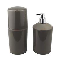 Conjunto Banheiro Dispenser Sabonete Líquido Porta Escova De Dente Pia Cinza - 1099.1 Utility Conjunto Banheiro Dispenser Sabonete Líquido Porta Escova De Dente Pia Cinza - 1099.1 Utility