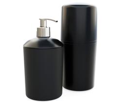 Conjunto Banheiro Dispenser Sabonete Líquido Porta Escova De Dente Pia Preto - 1099.1 Utility Conjunto Banheiro Dispenser Sabonete Líquido Porta Escova De Dente Pia Preto - 1099.1 Utility