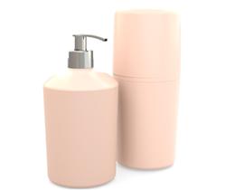 Conjunto Banheiro Dispenser Sabonete Líquido Porta Escova De Dente Pia Rosa - 1099.1 Utility Conjunto Banheiro Dispenser Sabonete Líquido Porta Escova De Dente Pia Rosa - 1099.1 Utility