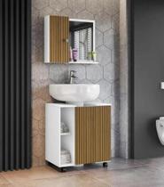 Conjunto Banheiro Espelheira Gênova e Gabinete Pequin Nichos