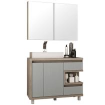 Conjunto Banheiro Gabinete 03 Gavetas Armário 100cm E Cuba Malbec B06 Barrique Argento - Lyam Decor Conjunto Banheiro Gabinete 03 Gavetas Armário 100cm E Cuba Malbec B06 Barrique Argento - Lyam Decor