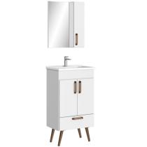 Conjunto Banheiro Gabinete Com Pés 50cm Lavatório E Armário Allegra B06 Branco - Lyam Decor Conjunto Banheiro Gabinete Com Pés 50cm Lavatório E Armário Allegra B06 Branco - Lyam Decor