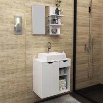Conjunto Banheiro Gabinete e Espelheira Branco - Tecno