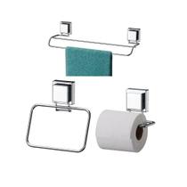 conjunto banheiro kit inox ventosa sucção 3 peças Future conjunto banheiro kit inox ventosa sucção 3 peças Future