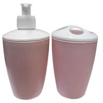 Conjunto Banheiro Lavabo 2pçs Plástico Porta Escova/Sabonete