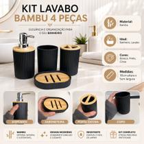 Conjunto Banheiro Madeira Bambu Organizador Bancada Porta Escovas Líquido Saboneteira Difusor Conjunto Banheiro Madeira Bambu Organizador Bancada Porta Escovas Líquido Saboneteira Difusor