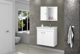 Conjunto Banheiro Munique Bechara Várias Cores Kit Gabinete Com 2 Portas e Cuba e Armário C Espelho