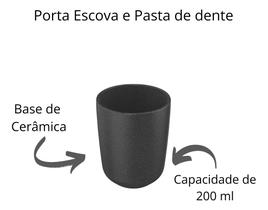 Conjunto Banheiro Osaka Cerâmica Dispenser Escova Bambu Conjunto Banheiro Osaka Cerâmica Dispenser Escova Bambu