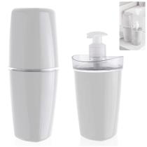 Conjunto Banheiro Tule Porta Escovas Pasta Dispenser Sabonete Pia - CBT 805 Ou