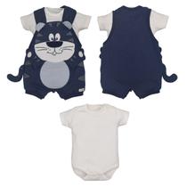 Conjunto Banho De Sol Com Body Bebê Menino Piquet Suedini