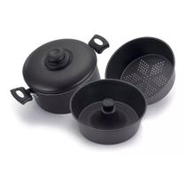 Conjunto Banho Maria 4 Pçs - Caçarola, Cuscuzeira, Forma Pudim, Tampa