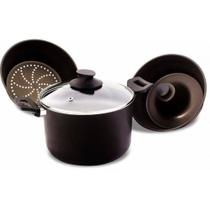 Conjunto Banho Maria Pudim Antiaderente Tampa Vidro Marcolar 3pçs